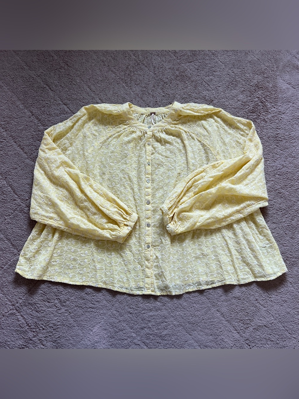 Free People Down From The Clouds Blouse Embroidered Cottage Oversized Boho Sz M